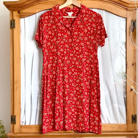 Christopher & Banks Dress size 4, Flower Print Red - Picture 3 of 17